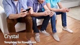  Presentation with people mobile technology - Cool new presentation theme with smartphones texting or playing games backdrop and a tawny brown colored foreground