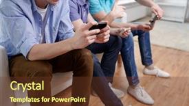  Presentation with friendship - Audience pleasing slide deck consisting of smartphones texting or playing game backdrop and a tawny brown colored foreground