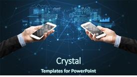  Presentation with smartphones - PPT theme enhanced with smartphones to sync business data background and a navy blue colored foreground