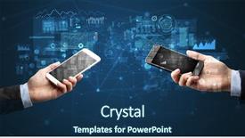  Presentation with data structure - Amazing slides having smartphones to sync business data backdrop and a ocean colored foreground