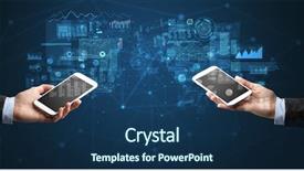  Presentation with two people holding hands - Beautiful PPT theme featuring smartphones to sync business data backdrop and a ocean colored foreground