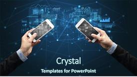  Presentation with data structure - Colorful presentation design enhanced with smartphones to sync business data backdrop and a navy blue colored foreground