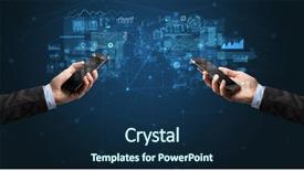  Presentation with holding hands - Audience pleasing slide deck consisting of smartphones to sync business data backdrop and a navy blue colored foreground