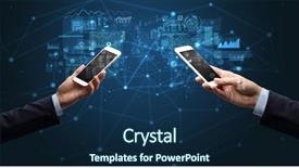  Presentation with holding hands - Audience pleasing theme consisting of smartphones to sync business data backdrop and a navy blue colored foreground