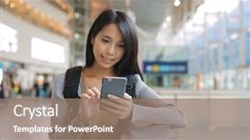  Presentation with black woman at gas station - PPT layouts featuring smartstation - asian woman using cellphone background and a coral colored foreground