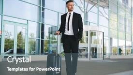  Presentation with businessman standing on maze - Presentation consisting of smartstation - confident mature businessman standing outside background and a gray colored foreground