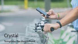  Presentation with smart - Cool new PPT theme with smartstation - man is using smart phone backdrop and a light gray colored foreground