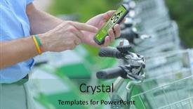  Presentation with smart - Slide set enhanced with smartstation - man is using smart phone background and a seafoam green colored foreground