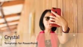  Presentation with black woman at gas station - Cool new presentation theme with smartstation - woman take a selfie backdrop and a  colored foreground