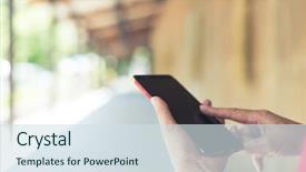  Presentation with station - Theme featuring smartstation - woman using a cellphone background and a  colored foreground