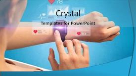  Presentation with mobile health - PPT theme with smartwatch and health application background and a light blue colored foreground