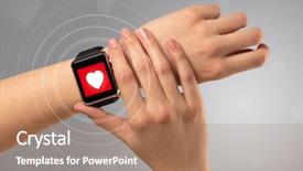  Presentation with heart rate - Beautiful presentation design featuring smartwatch and with heart rate backdrop and a  colored foreground