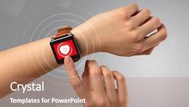  Presentation with heart rate - Cool new PPT theme with smartwatch and with heart rate backdrop and a coral colored foreground