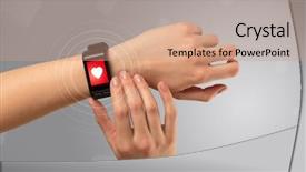  Presentation with heart rate - Amazing PPT theme having smartwatch and with heart rate backdrop and a  colored foreground