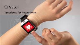  Presentation with heart rate - Audience pleasing PPT theme consisting of smartwatch and with heart rate backdrop and a  colored foreground