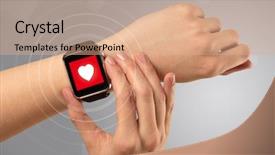  Presentation with heart rate - Colorful slide deck enhanced with smartwatch and with heart rate backdrop and a coral colored foreground