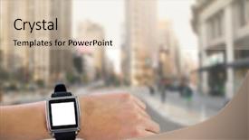  Presentation with smartwatch - Slide set consisting of smartwatch on wrist against new york street background and a lemonade colored foreground