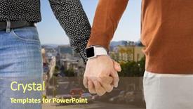  Presentation with lgbt - PPT layouts having smartwatch over san francisco city background and a tawny brown colored foreground