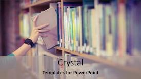  Presentation with smartwatch - Colorful PPT layouts enhanced with smartwatch picking book from bookshelf backdrop and a coral colored foreground