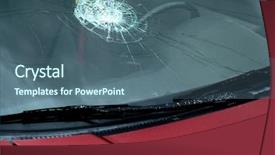  Presentation with windshield - Audience pleasing PPT theme consisting of smashed car windshield on vehicle backdrop and a ocean colored foreground