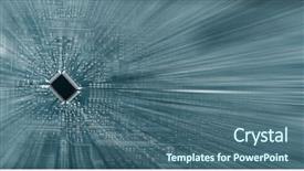  Presentation with chip - Theme having smd - electronic chip on board background and a ocean colored foreground