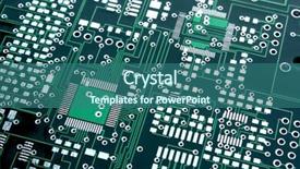  Presentation with green - Beautiful presentation design featuring smd - green pcb with surface-mount pads backdrop and a ocean colored foreground