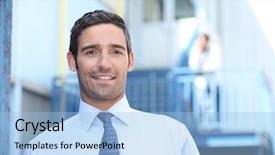  Presentation with tie - PPT layouts featuring sme - man in a suit background and a light blue colored foreground