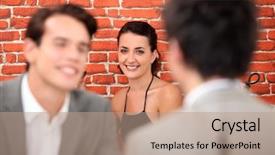  Presentation with restaurant - PPT layouts enhanced with sme - woman in a restaurant background and a coral colored foreground