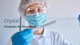  Presentation with covid - Amazing PPT layouts having smear-test-of-saliva backdrop and a light blue colored foreground