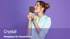  Presentation with snicker chocolate bar - Audience pleasing presentation consisting of smell - portrait of a funny young backdrop and a violet colored foreground