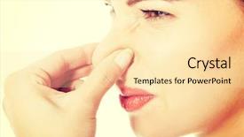  Presentation with smell - Cool new slide deck with smelly - beautiful woman with grimace because backdrop and a  colored foreground