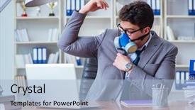  Presentation with bad world - Presentation design consisting of smelly - businessman sweating excessively smelling bad background and a  colored foreground