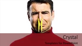  Presentation with smell - Audience pleasing theme consisting of smelly - caucasian man unpleasant smell studio backdrop and a crimson colored foreground