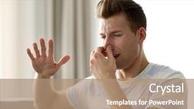  Presentation with one young man exercising handball - Audience pleasing slide deck consisting of smelly - young blonde man pinching his backdrop and a coral colored foreground