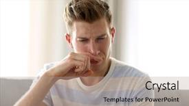  Presentation with special education young adult man - Cool new PPT layouts with smelly - young blonde man pinching his backdrop and a coral colored foreground