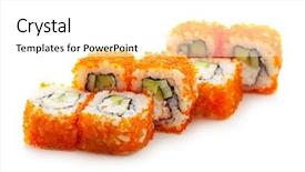  Presentation with crab - Slide deck having smelting - california maki sushi with masago background and a white colored foreground