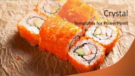  Presentation with crab - Audience pleasing PPT layouts consisting of smelting - california maki sushi with masago backdrop and a  colored foreground