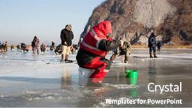  Presentation with winter river - Slides consisting of smelting - fishermen catch smelt background and a gray colored foreground