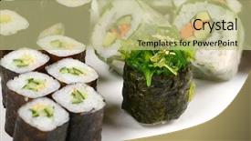  Presentation with vietnamese food spring roll - Slide deck enhanced with smelting - tasty food sushi roll background and a  colored foreground