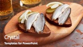  Presentation with salt water fish - Colorful theme enhanced with smelting - two sandwiches with salt smelt backdrop and a tawny brown colored foreground