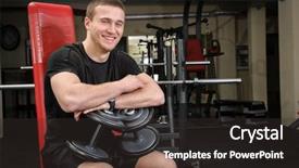  Presentation with workout - Cool new slide set with smi - young handsome man sits backdrop and a dark gray colored foreground