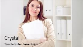  Presentation with blank - Beautiful theme featuring smi - young smiling woman holding blank backdrop and a lemonade colored foreground