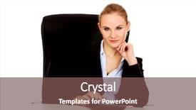  Presentation with business calculator - Cool new presentation theme with smile business woman using calculator backdrop and a tawny brown colored foreground