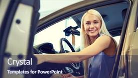  Presentation with automotive interior inside car - Amazing slide set having opening new school - happy woman inside car backdrop and a navy blue colored foreground