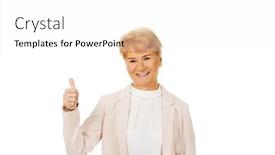  Presentation with elegant - Cool new presentation theme with smile-elegant-senior-woman-showing and a white colored foreground