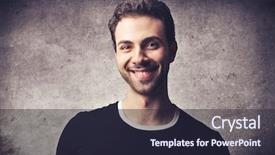  Presentation with leonardo vitruvian man - PPT theme with smile face - portrait of handsome man background and a  colored foreground