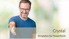  Presentation with friendly - Presentation design featuring smile greet - handsome middle age hoary senior background and a soft green colored foreground