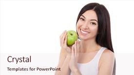  Presentation with white snow - Slide deck featuring smile holding green apple nutrition background and a lemonade colored foreground