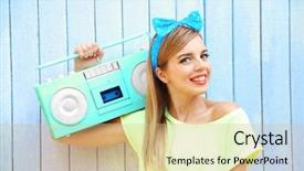  Presentation with tape recorder - Amazing presentation having smile holding retro tape recorder backdrop and a soft green colored foreground