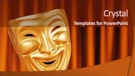  Presentation with theatre - Beautiful slide set featuring smile icon - masks with the theatre concept backdrop and a tawny brown colored foreground